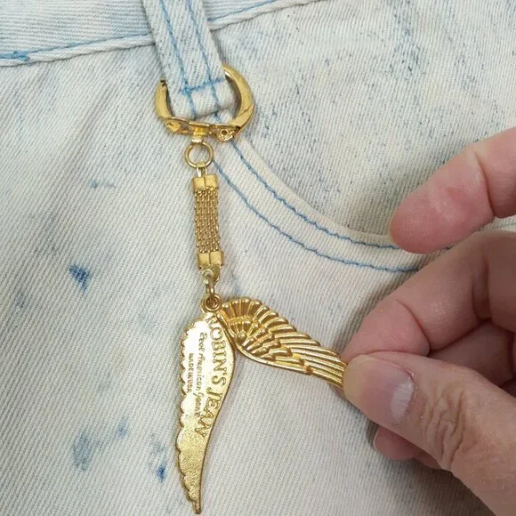 Robin's Jean Mens Jeans 34 Waist Long Flap Studded Pockets Gold Keychain 29 - Picture 3 of 8